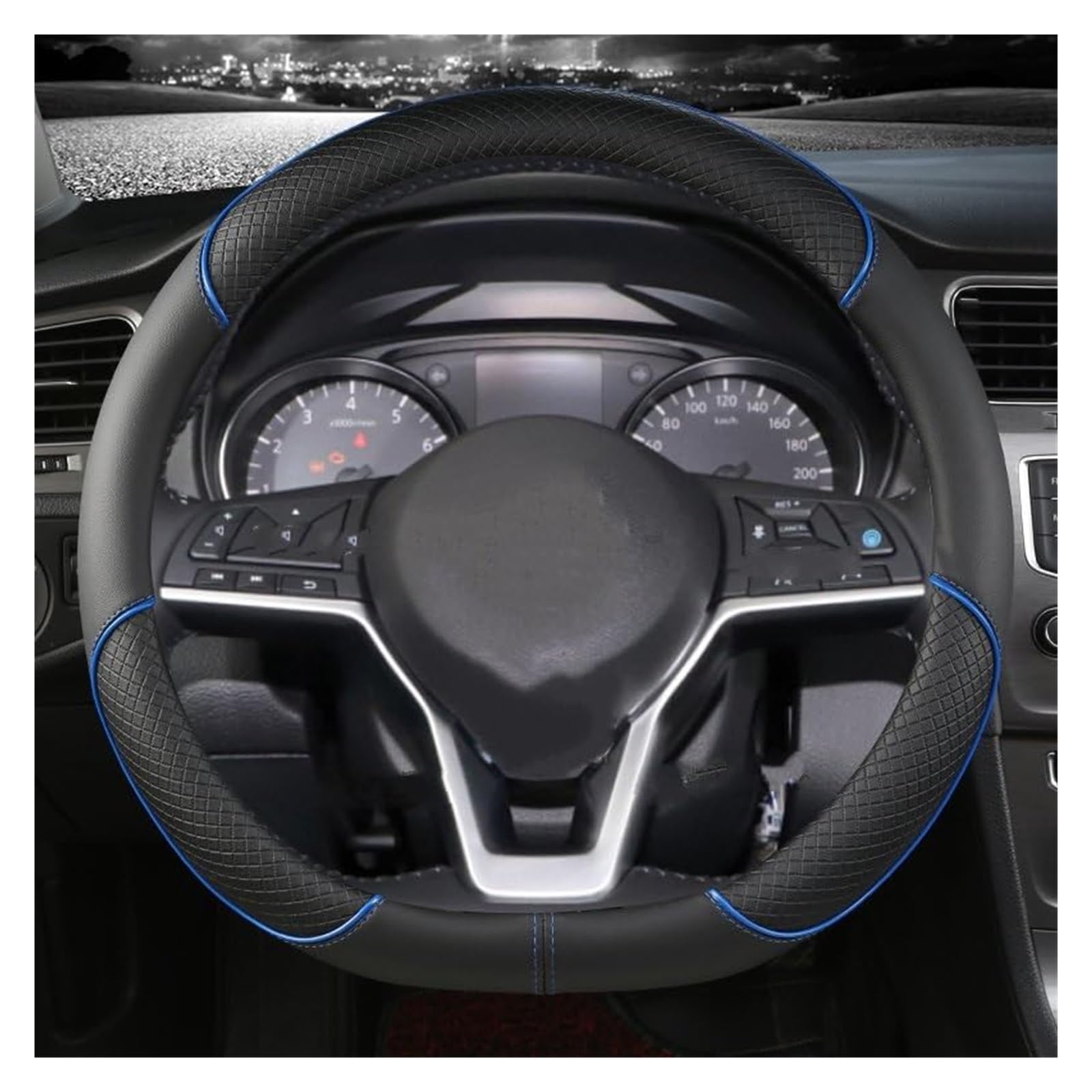 Lenkradbezug für Autos Für Nissan Für März K10 K11 K12 K13 K14 Für Micra Auto Lenkrad Abdeckung PU Leder Auto Lenkrad Abdeckung Schutz(D Shape Blue) von GTDTKGANAK