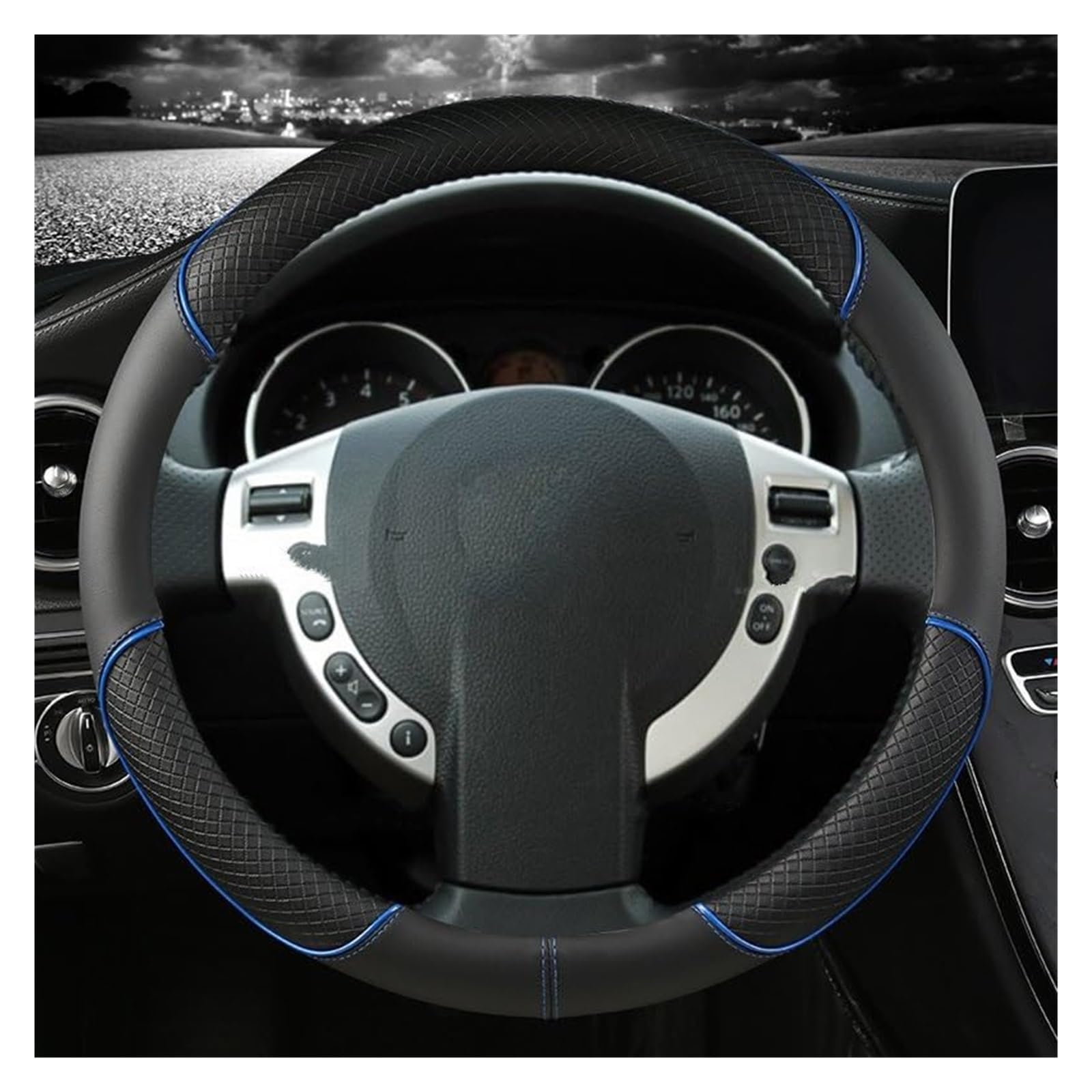 Lenkradbezug für Autos Für Nissan Für März K10 K11 K12 K13 K14 Für Micra Auto Lenkrad Abdeckung PU Leder Auto Lenkrad Abdeckung Schutz(O Shape Blue) von GTDTKGANAK