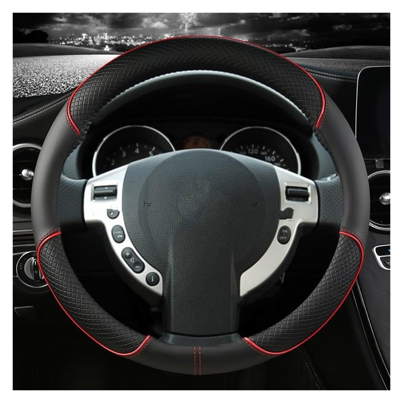 Lenkradbezug für Autos Für Nissan Für März K10 K11 K12 K13 K14 Für Micra Auto Lenkrad Abdeckung PU Leder Auto Lenkrad Abdeckung Schutz(O Shape Red) von GTDTKGANAK