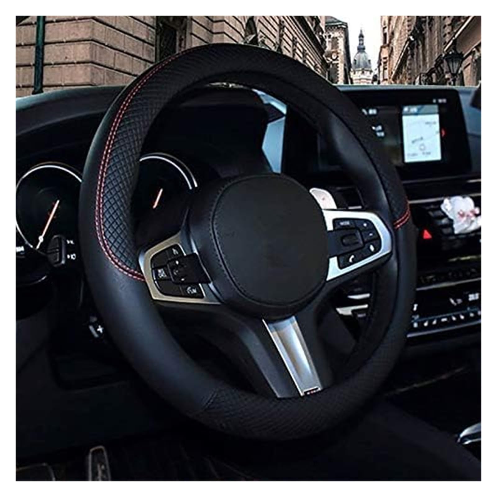 Lenkradbezug für Autos Für Nissan Für Navara/NP 300 Für NV200 Für Frontier Für Townstar Leder Atmungsaktive Anti-rutsch-Schutz Auto Lenkrad abdeckungen Schutz(Black) von GTDTKGANAK