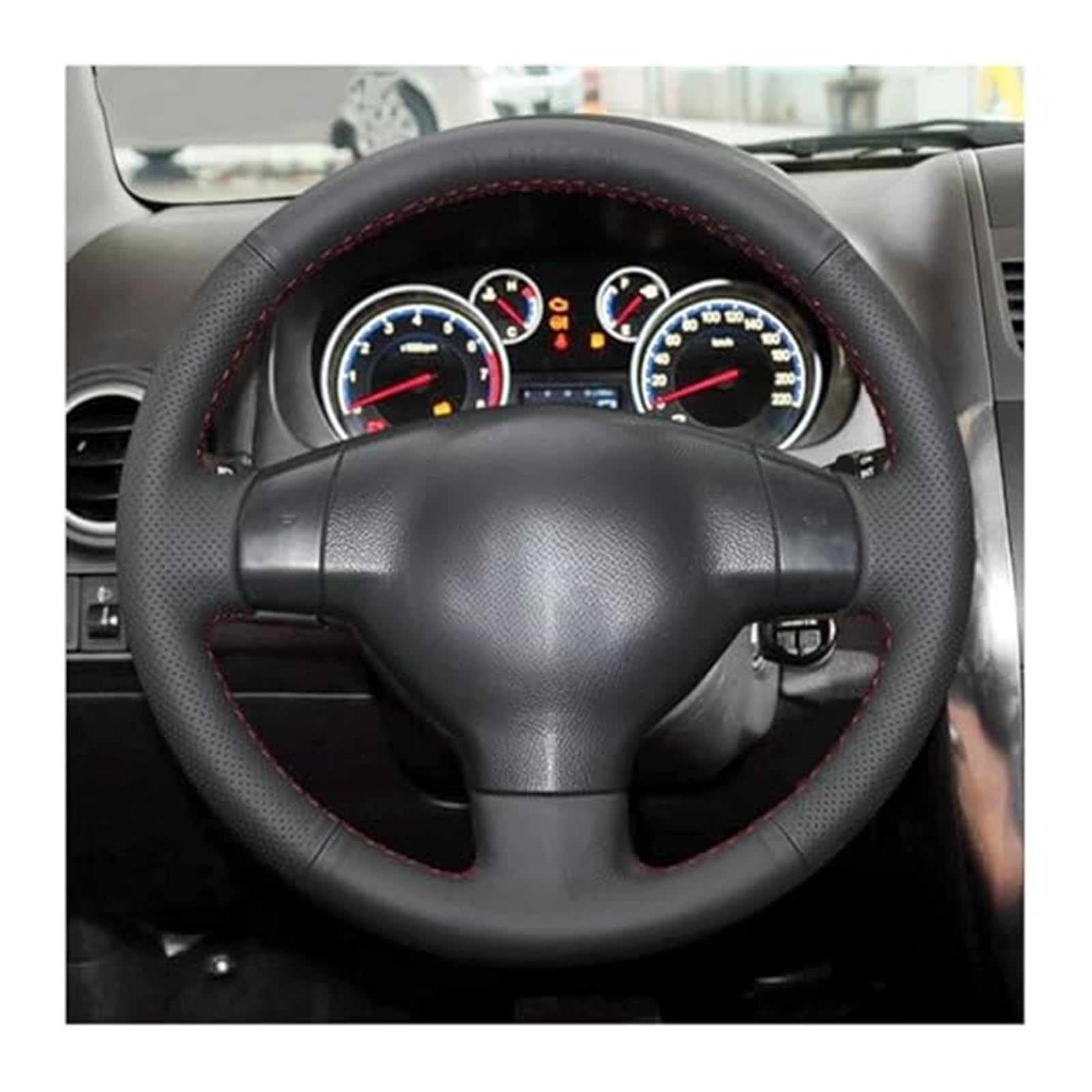 Lenkradbezug für Autos Für Suzuki SX4 Für Alte Für Swift Handgenähte Schwarze Auto-Lenkradabdeckung Lenkradschutz Lenkräder Abdeckung Schutz(Red Blue Thread) von GTDTKGANAK