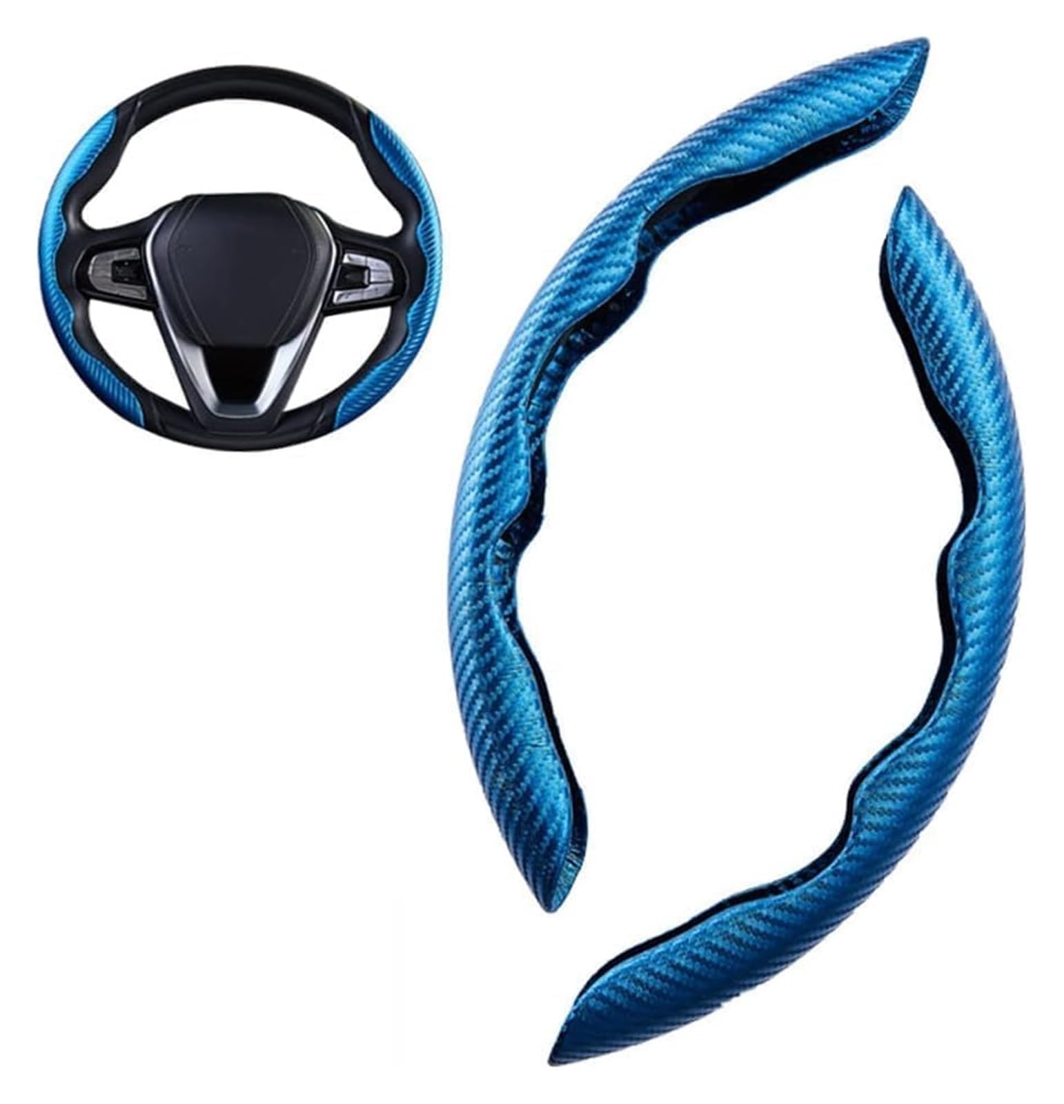 Lenkradbezug für Autos Für TT 2 Sitze MK2/TT 4 Sitze MK2 MK3 atmungsaktive, rutschfeste, Bequeme 2-teilige Kohlefaser-Autolenkradabdeckung Schutz(Blue) von GTDTKGANAK