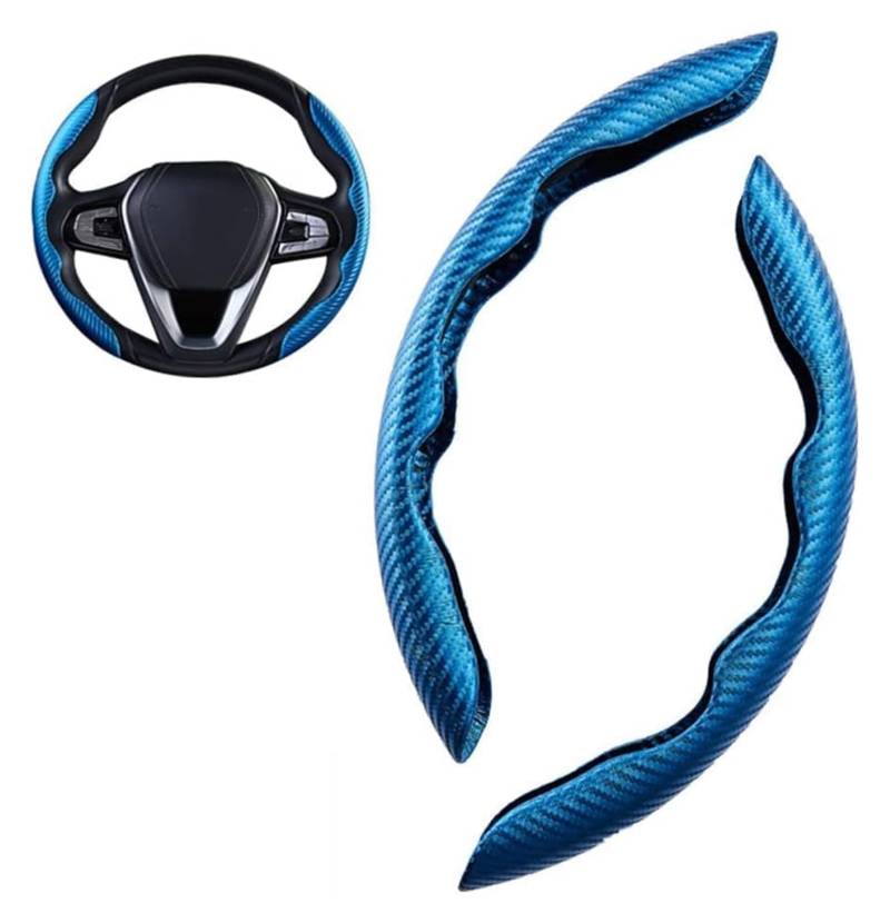 Lenkradbezug für Autos Für TT 2 Sitze MK2/TT 4 Sitze MK2 MK3 atmungsaktive, rutschfeste, Bequeme 2-teilige Kohlefaser-Autolenkradabdeckung Schutz(Blue) von GTDTKGANAK
