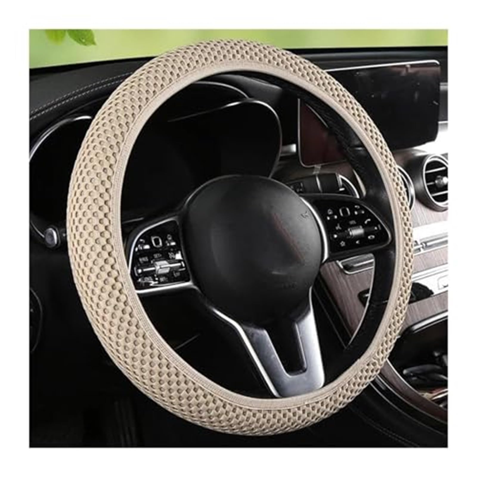 Lenkradbezug für Autos Lenkradabdeckung Skidsicher 38 cm langlebiger Stoff Lenkung Lenkrad Abdeckung Protektor Auto Innenrad Schutzabdeckung Schutz(Beige) von GTDTKGANAK