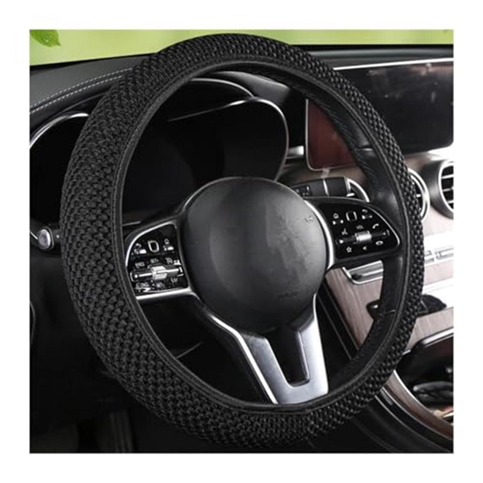 Lenkradbezug für Autos Lenkradabdeckung Skidsicher 38 cm langlebiger Stoff Lenkung Lenkrad Abdeckung Protektor Auto Innenrad Schutzabdeckung Schutz(Black) von GTDTKGANAK