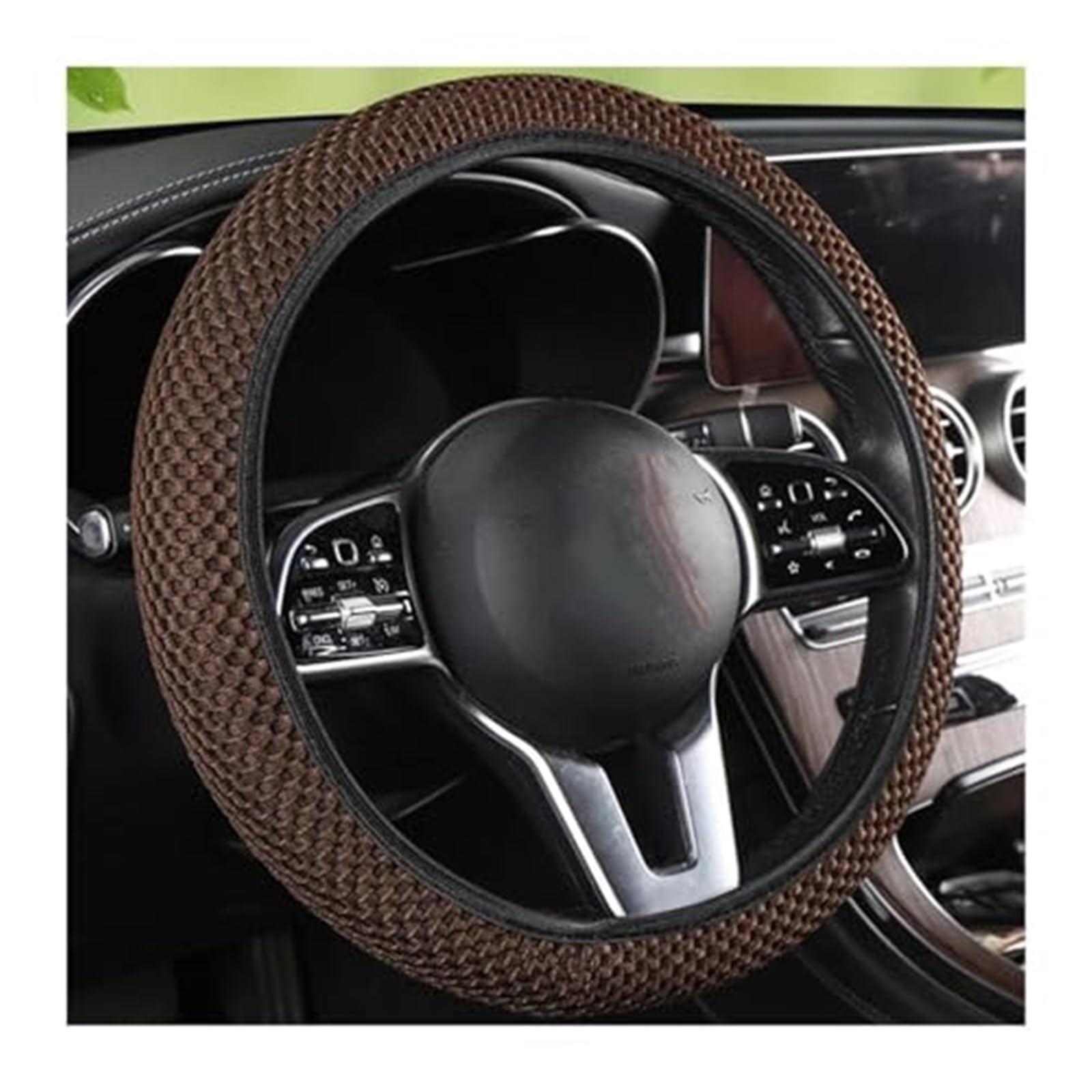 Lenkradbezug für Autos Lenkradabdeckung Skidsicher 38 cm langlebiger Stoff Lenkung Lenkrad Abdeckung Protektor Auto Innenrad Schutzabdeckung Schutz(Brown) von GTDTKGANAK