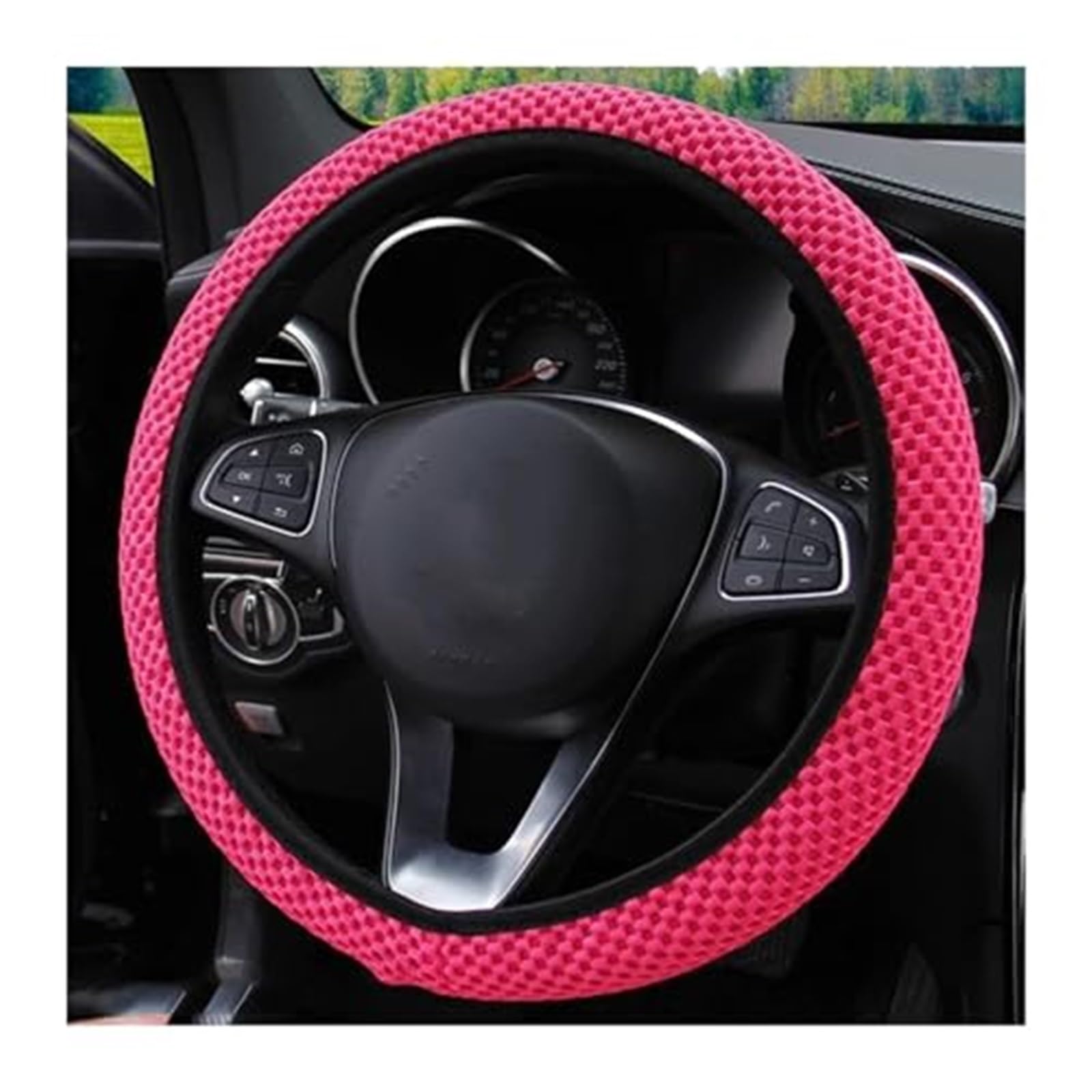 Lenkradbezug für Autos Lenkradabdeckung Skidsicher 38 cm langlebiger Stoff Lenkung Lenkrad Abdeckung Protektor Auto Innenrad Schutzabdeckung Schutz(Rose Red) von GTDTKGANAK