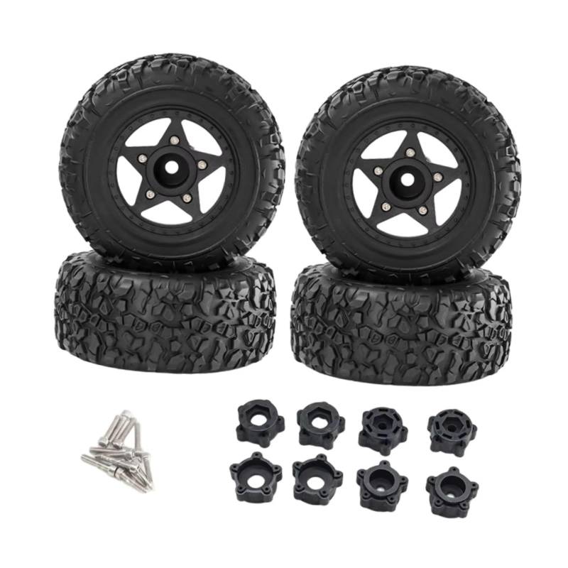 GTFRUQAS Für 1/10 1/8 RC Crawler Auto DIY Zubehör 4Pcs RC Räder Und Reifen RC Upgrade Teil Ersetzen RC Crawler Auto Reifen RC Ersatzteile(Black) von GTFRUQAS