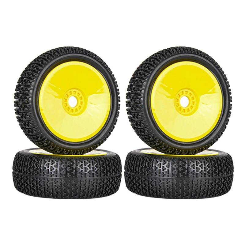GTFRUQAS Für 1/8 Offroad-Modellauto-Reifen-Upgrade, Verschleißfester Reifen Mit Kleinem Durchmesser, Racing Pull-Reifenadapter 17 Mm RC Autoreifen(Yellow) von GTFRUQAS