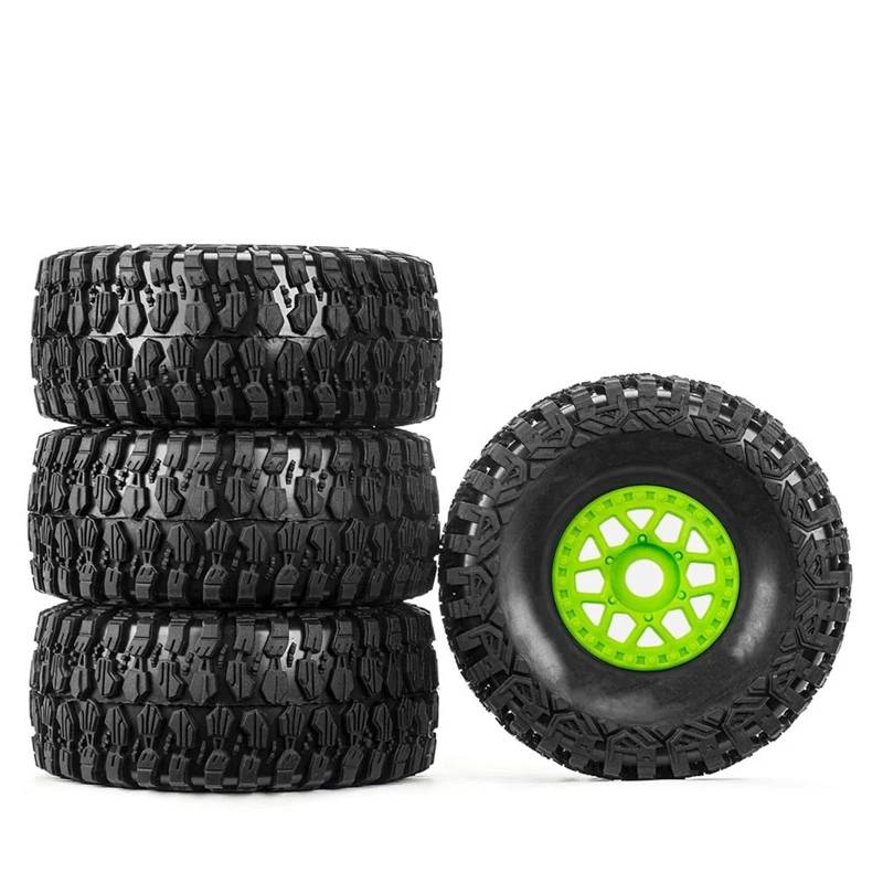 GTFRUQAS Für ARRMA Für Mojave 1/7 RC-Modellauto, Kurzstrecken-LKW-Zubehör, RC-Auto, Geländereifen, Räder, 4 Stück, 135 X 59 Mm, 17 Mm Adapter RC Autoreifen(Green,B) von GTFRUQAS