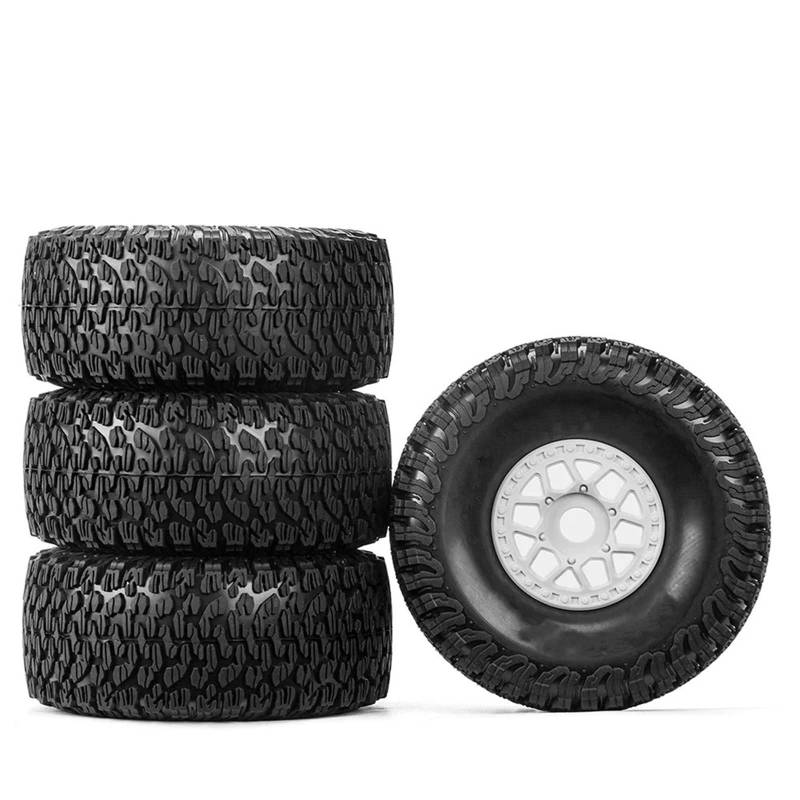 GTFRUQAS Für ARRMA Für Mojave 1/7 RC-Modellauto, Kurzstrecken-LKW-Zubehör, RC-Auto, Geländereifen, Räder, 4 Stück, 135 X 59 Mm, 17 Mm Adapter RC Autoreifen(White,A) von GTFRUQAS