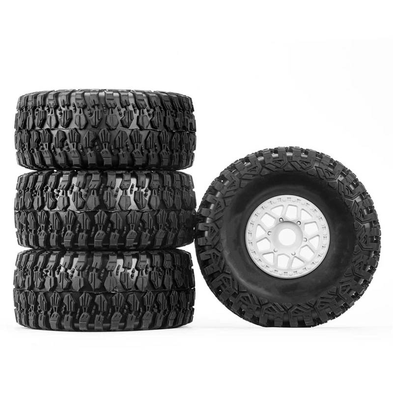 GTFRUQAS Für ARRMA Für Mojave 1/7 RC-Modellauto, Kurzstrecken-LKW-Zubehör, RC-Auto, Geländereifen, Räder, 4 Stück, 135 X 59 Mm, 17 Mm Adapter RC Autoreifen(White,B) von GTFRUQAS