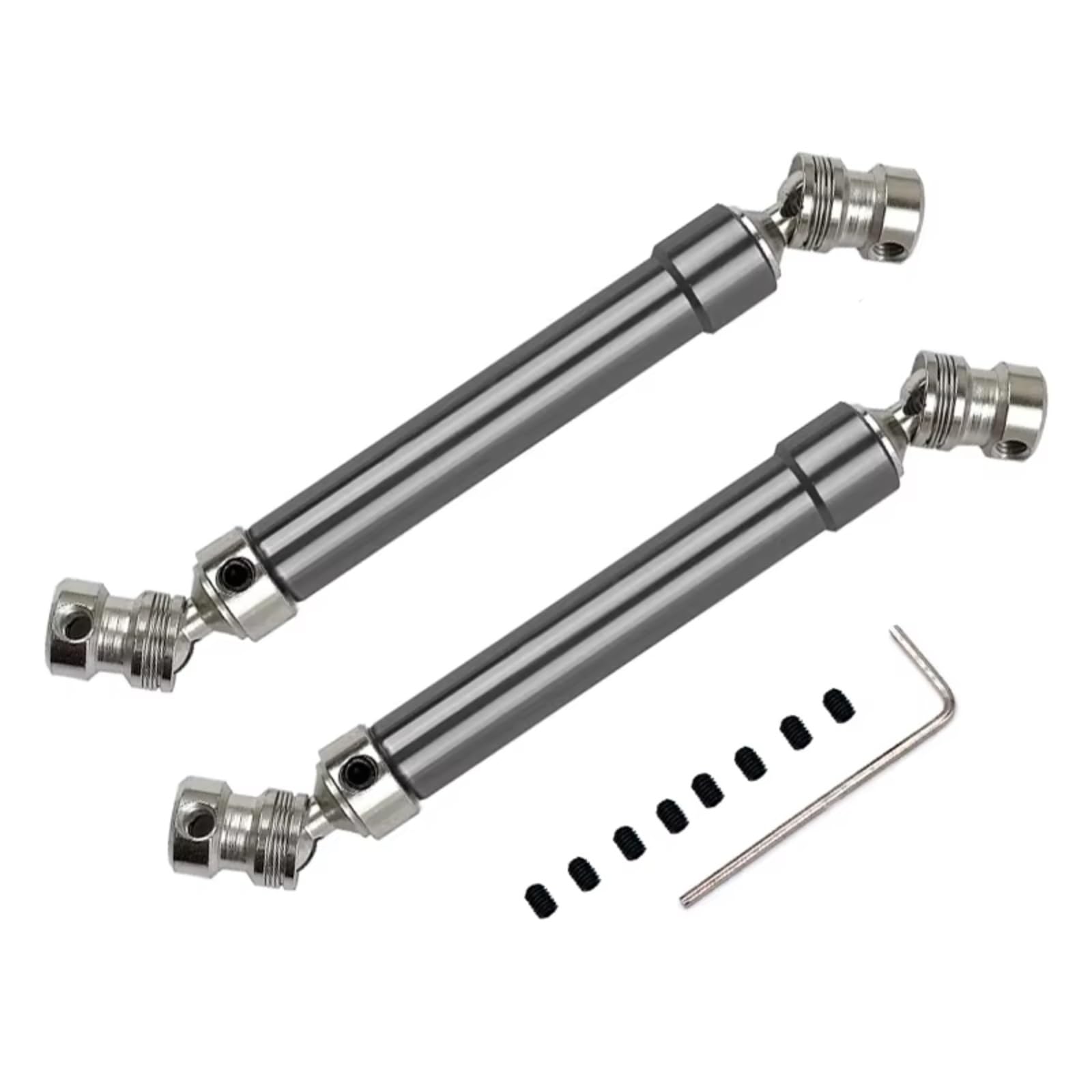 GTFRUQAS Für Axial Für SCX10 AX10 D90 TF2 Für HSP 1/10 2PCS Metall Antriebswelle Für Kreuzgelenk CVD 112-152mm RC Auto Antriebswelle Teile RC Autozubehör(Gray) von GTFRUQAS