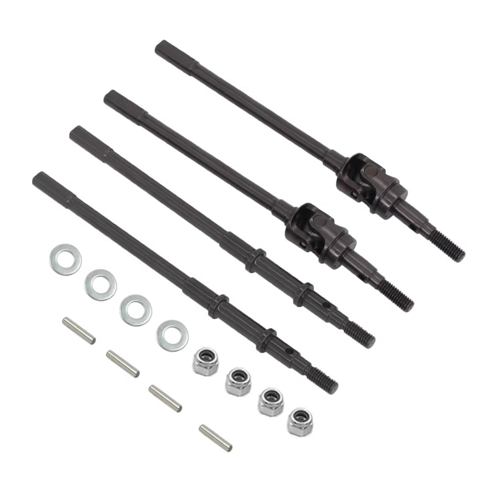 GTFRUQAS Für Axial Für SCX10-II 90046 90047 1/10 Heavy Duty Für Universal AR44 ACHSEN Vorne Hinten Joint CVD Antriebswelle Dogbone RC Modell Auto Upgrade Teile RC Autozubehör(Black,1 Set) von GTFRUQAS