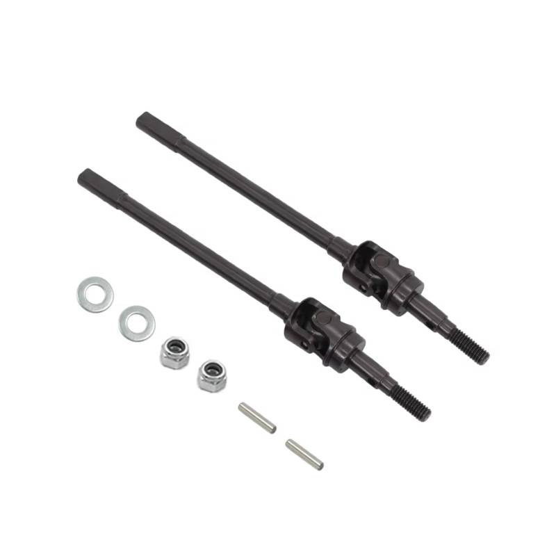 GTFRUQAS Für Axial Für SCX10-II 90046 90047 1/10 Heavy Duty Für Universal AR44 ACHSEN Vorne Hinten Joint CVD Antriebswelle Dogbone RC Modell Auto Upgrade Teile RC Autozubehör(Black,Front) von GTFRUQAS