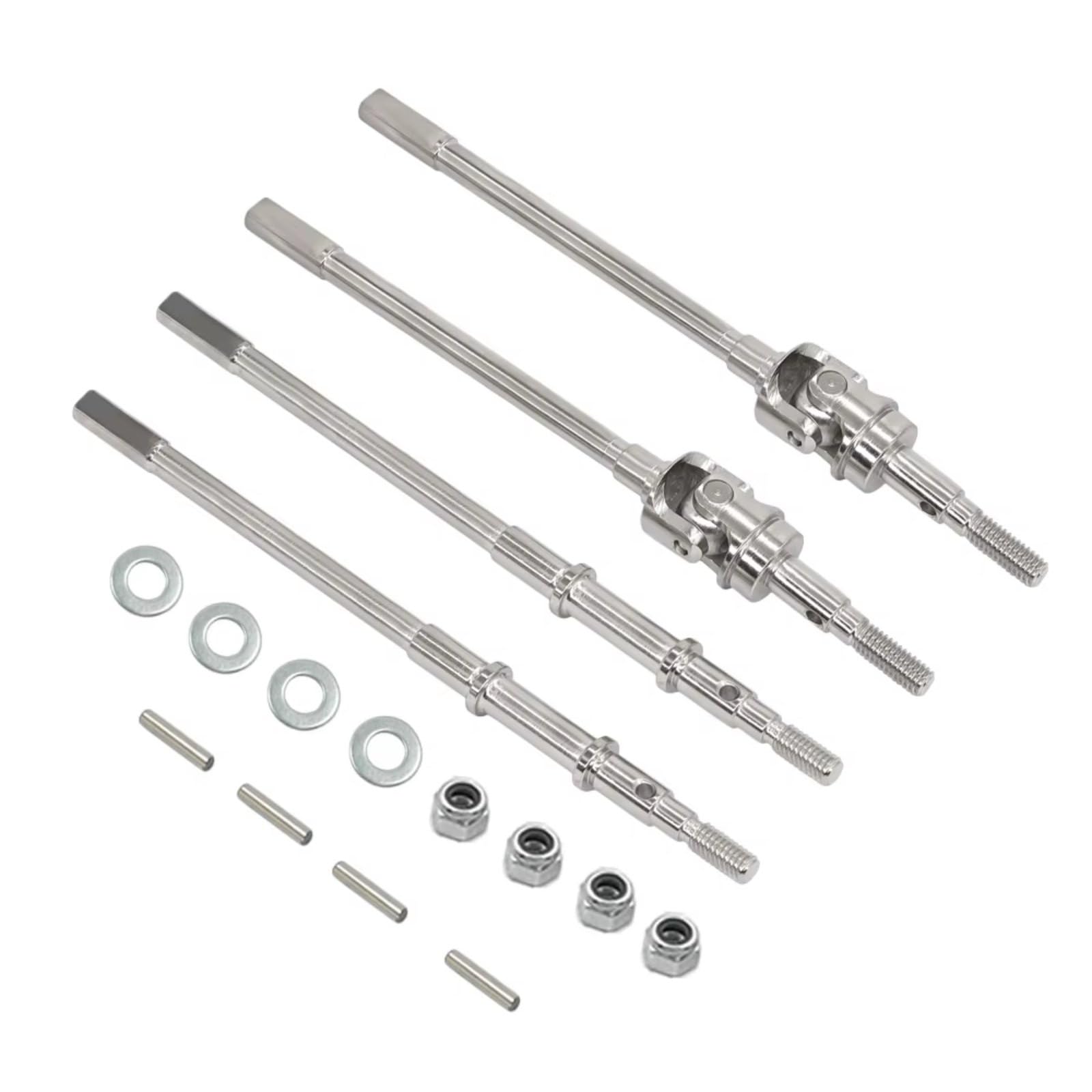 GTFRUQAS Für Axial Für SCX10-II 90046 90047 1/10 Heavy Duty Für Universal AR44 ACHSEN Vorne Hinten Joint CVD Antriebswelle Dogbone RC Modell Auto Upgrade Teile RC Autozubehör(Silver,1 Set) von GTFRUQAS