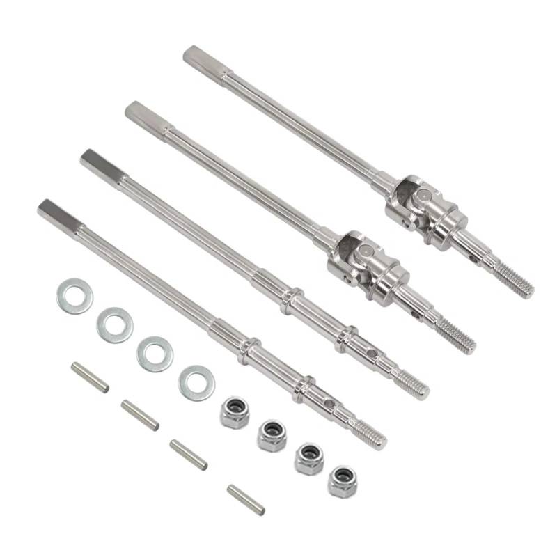 GTFRUQAS Für Axial Für SCX10-II 90046 90047 1/10 Heavy Duty Für Universal AR44 ACHSEN Vorne Hinten Joint CVD Antriebswelle Dogbone RC Modell Auto Upgrade Teile RC Autozubehör(Silver,1 Set) von GTFRUQAS