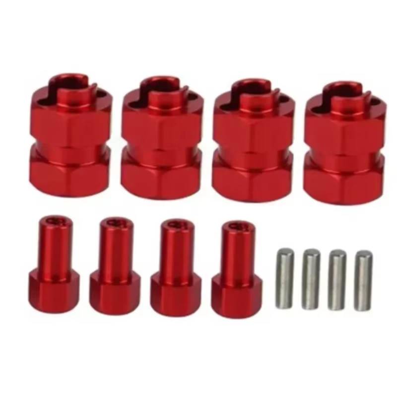 GTFRUQAS Für Axial Für SCX24 90081 C10 1/24 RC Erwachsene Crawler 4P Modifizierte Erweiterte 7mm Rad Hex Hub & Pins 8,5 MM Dicke Upgrade RC Ersatzteile(Red) von GTFRUQAS