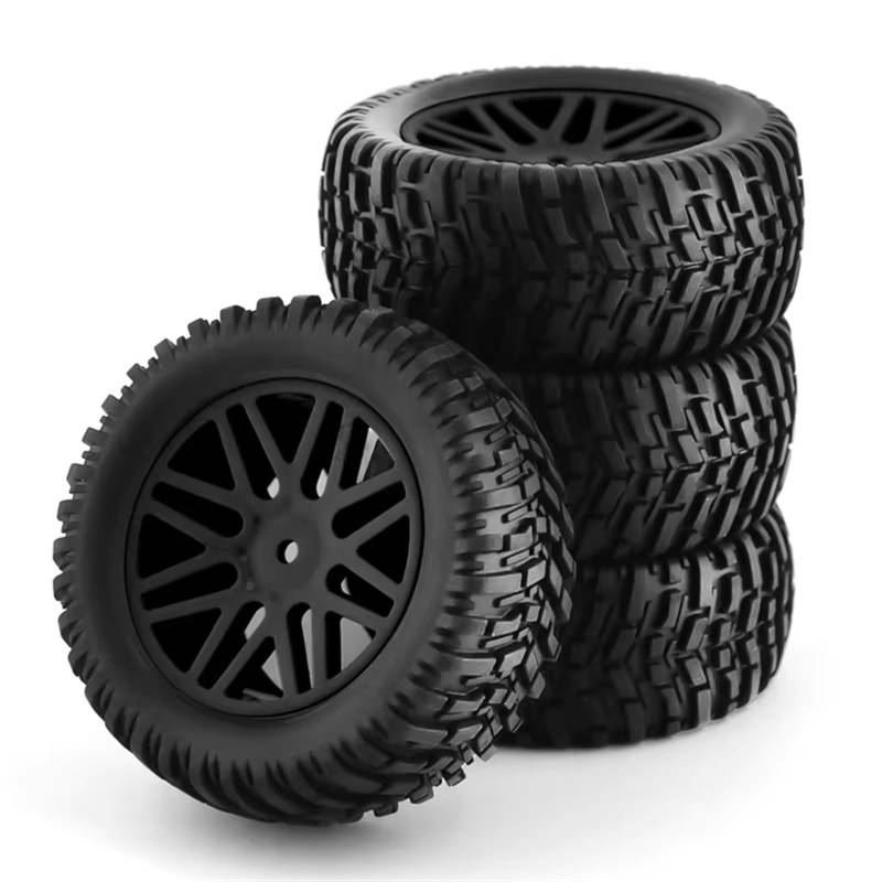 GTFRUQAS Für HSP 15502 94107 94170 94155 94177 Für HPI RC Auto 4Pcs 96Mm 1/10 Short Course Truck Reifen Reifen Rad 12Mm Hex RC Autoreifen(Black) von GTFRUQAS