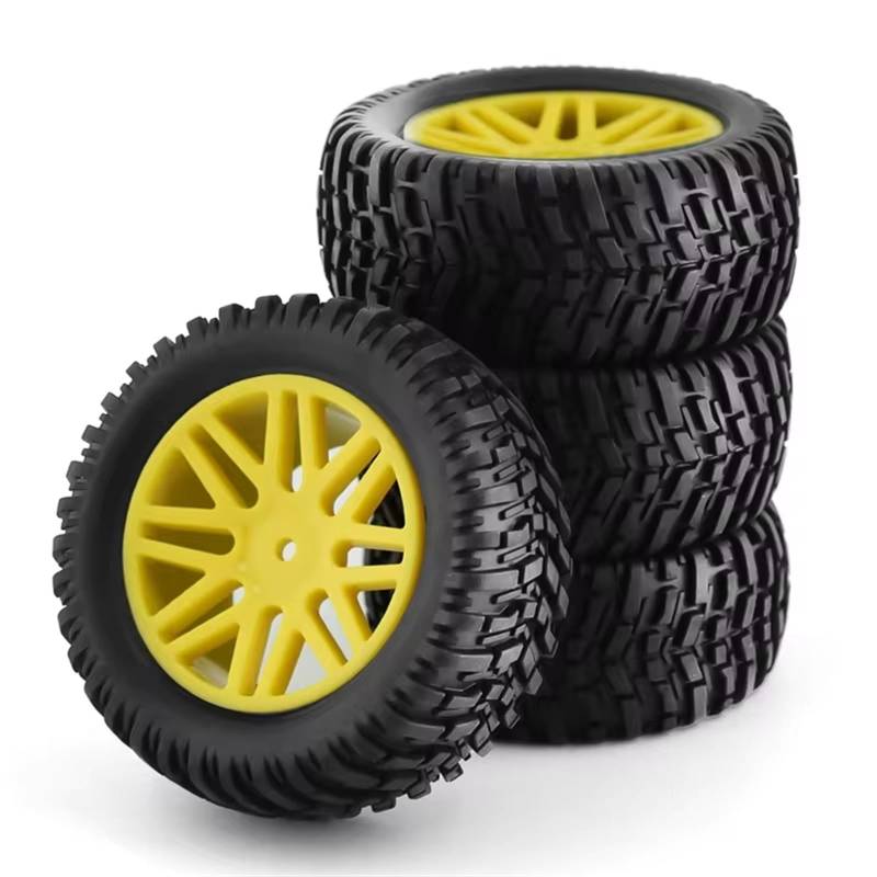GTFRUQAS Für HSP 15502 94107 94170 94155 94177 Für HPI RC Auto 4Pcs 96Mm 1/10 Short Course Truck Reifen Reifen Rad 12Mm Hex RC Autoreifen(Yellow) von GTFRUQAS