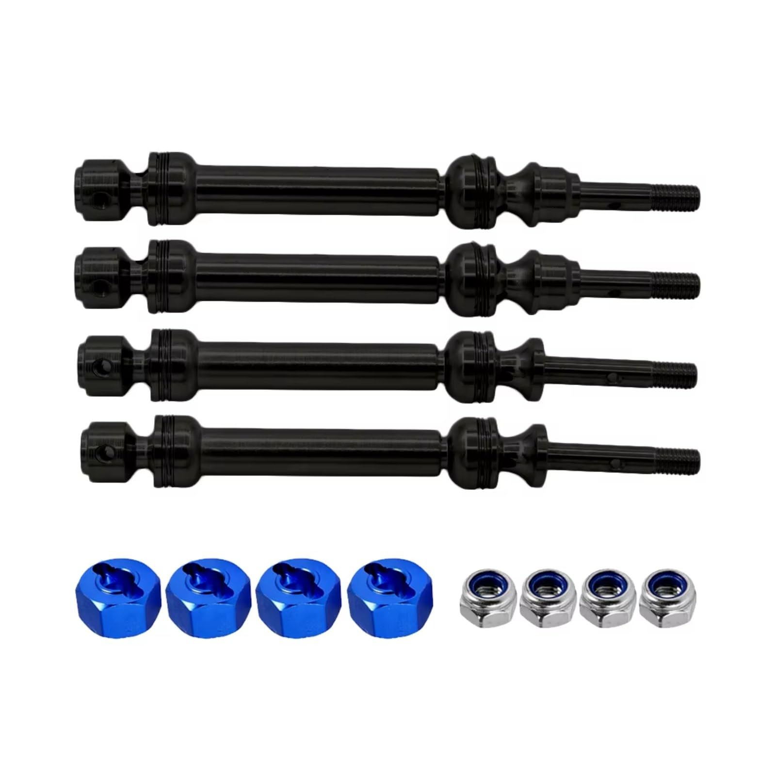 GTFRUQAS Für Slash Für Rustler Für Stampede Für VXL 4X4 4WD 1/10 4-teilige Vordere Und Hintere Antriebswelle Spline CVD 110-150 MM RC-Auto-Upgrade-Teile RC Autozubehör(Black,1set) von GTFRUQAS