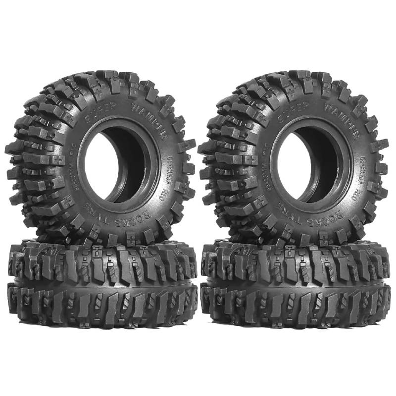 GTFRUQAS Für TRX4M Für SCX24 Für AX24 Upgrade Teile Zubehör Für 1/18 1/24 RC Crawler Auto 4 Stücke 55mm 1,0 "Weiche Gummi Rad Reifen Schlamm Reifen RC Autoreifen von GTFRUQAS