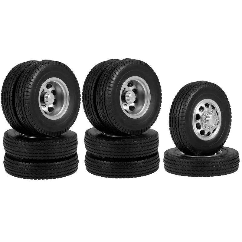 GTFRUQAS Für Tamiya Rad Reifen Komplettset Metall Vorder- Und Hinterradnabe Für 1/14 RC Anhänger Traktor LKW Auto Upgrade Teile 6PCS RC Autoreifen von GTFRUQAS