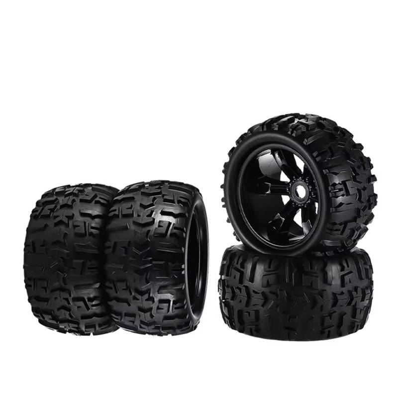 GTFRUQAS Für Traxxas Für Maxx Für Tmaxx Für E-Revo Für Revo 3,3 Für JLB Für Cheetah M 1/8 Skala 17mm Hex RC LKW Reifen Und Räder Set Geklebt RC Autoreifen(4PSC) von GTFRUQAS