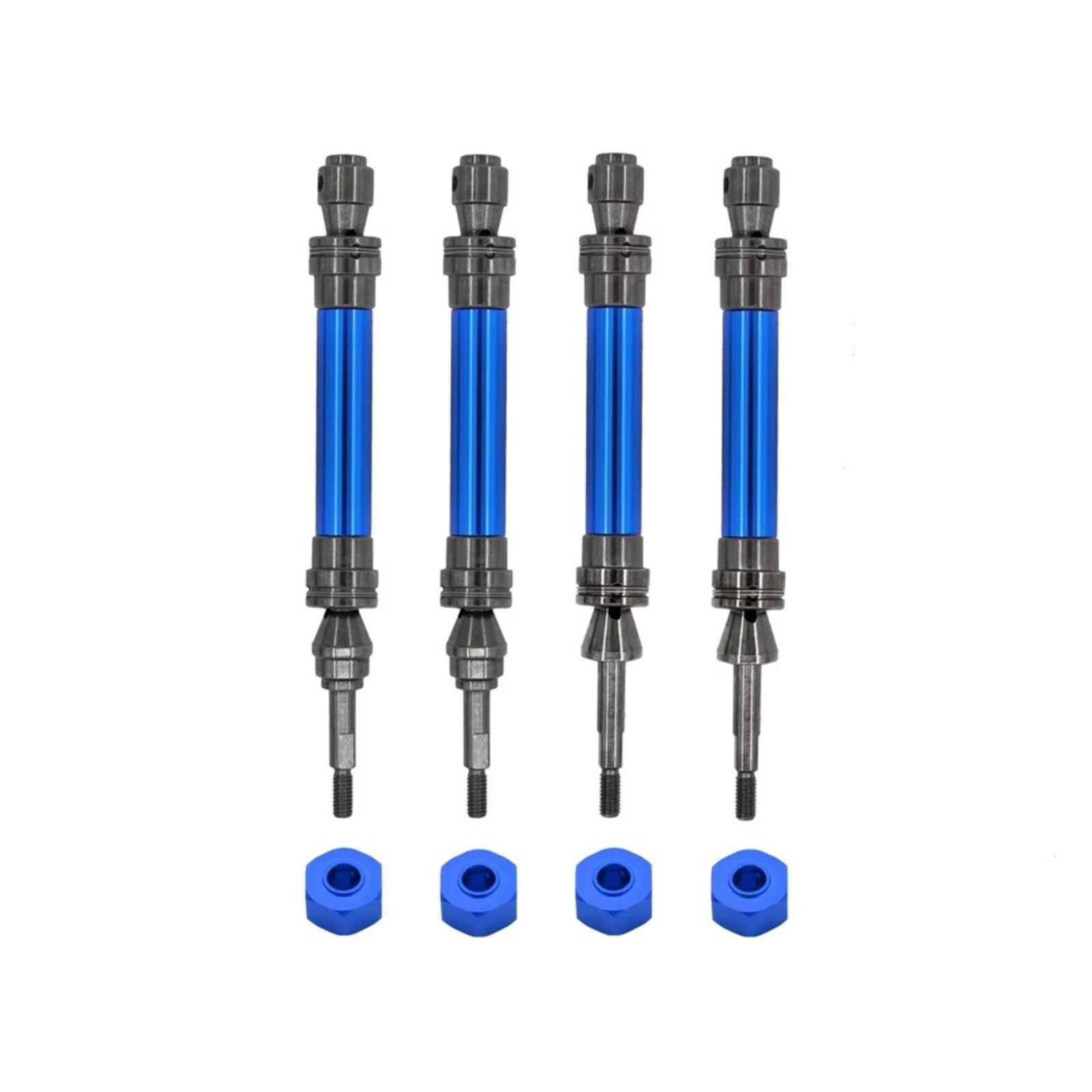 GTFRUQAS Für Traxxas Für Slash Für Rustler Für Stampede Für Hoss Für VXL 1/10 4X4 Metall-Antriebswelle Vorne Und Hinten CVD-RC-Auto-Upgrade-Teile RC Autozubehör(Blue,1set) von GTFRUQAS