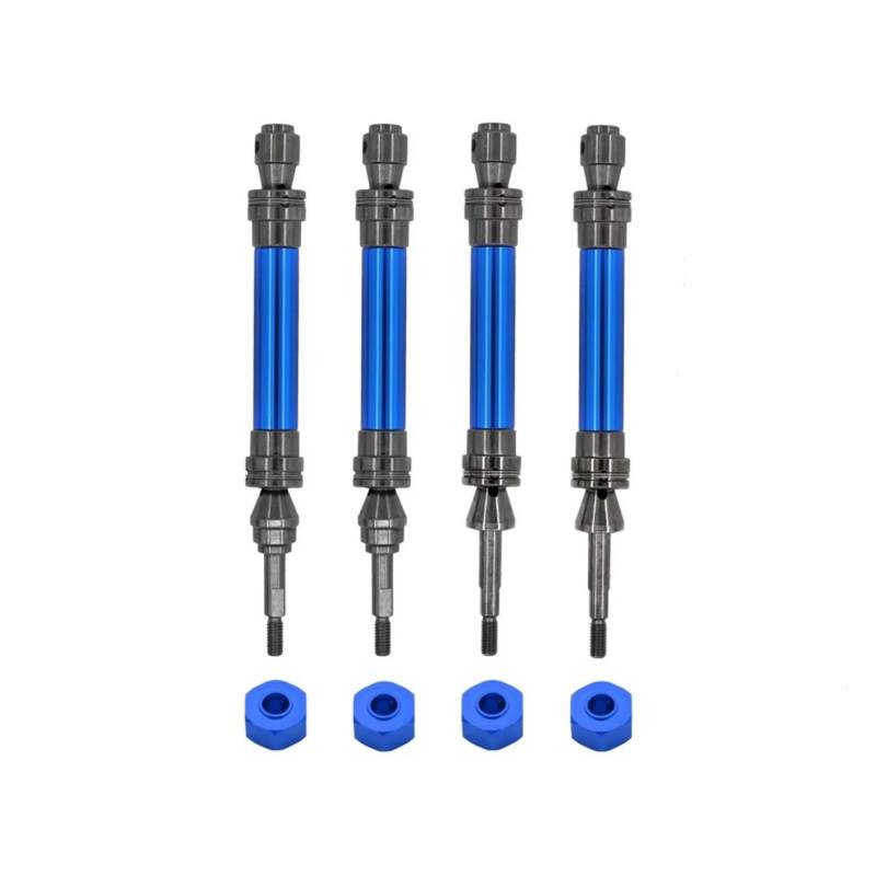 GTFRUQAS Für Traxxas Für Slash Für Rustler Für Stampede Für Hoss Für VXL 1/10 4X4 Metall-Antriebswelle Vorne Und Hinten CVD-RC-Auto-Upgrade-Teile RC Autozubehör(Blue,1set) von GTFRUQAS