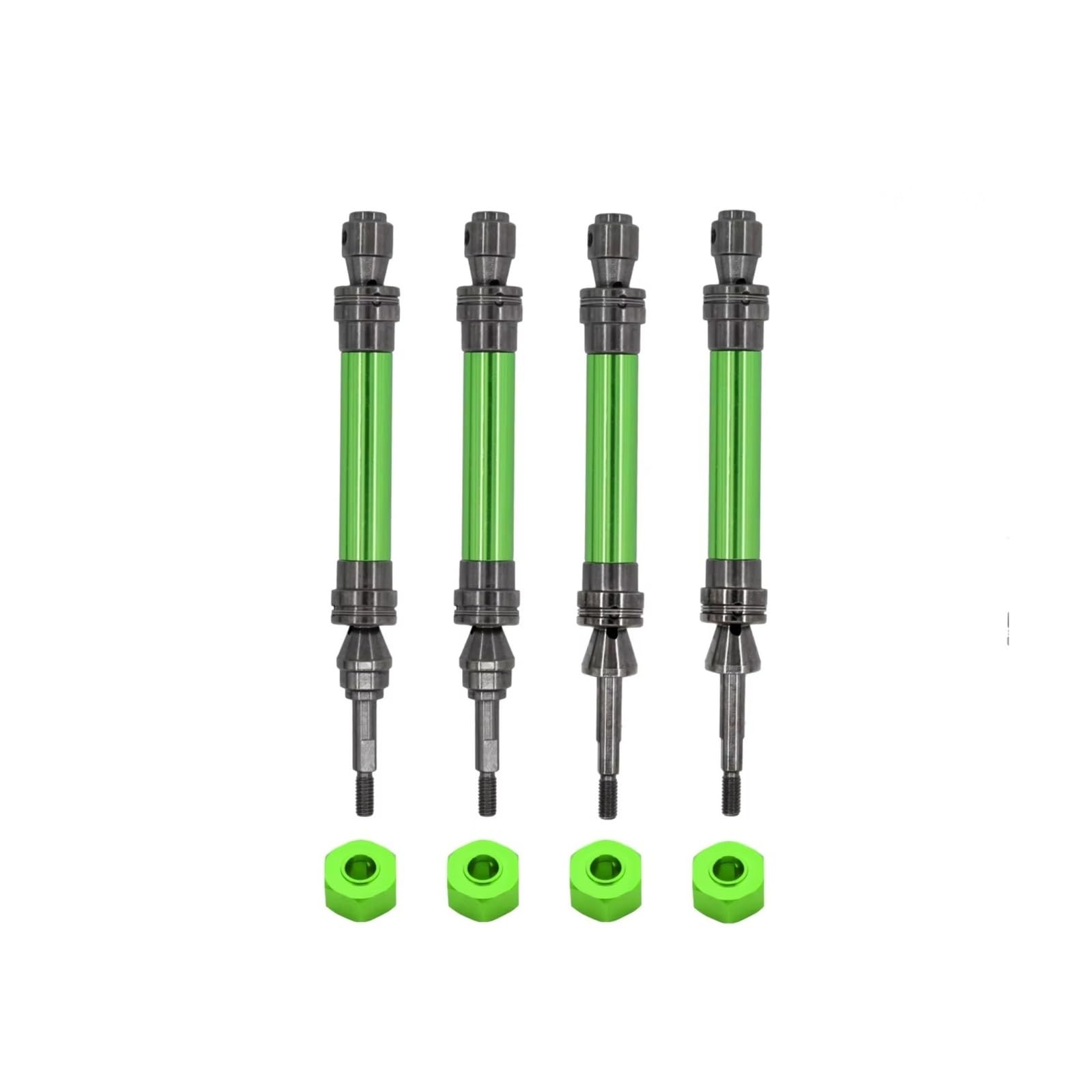GTFRUQAS Für Traxxas Für Slash Für Rustler Für Stampede Für Hoss Für VXL 1/10 4X4 Metall-Antriebswelle Vorne Und Hinten CVD-RC-Auto-Upgrade-Teile RC Autozubehör(Green,1set) von GTFRUQAS