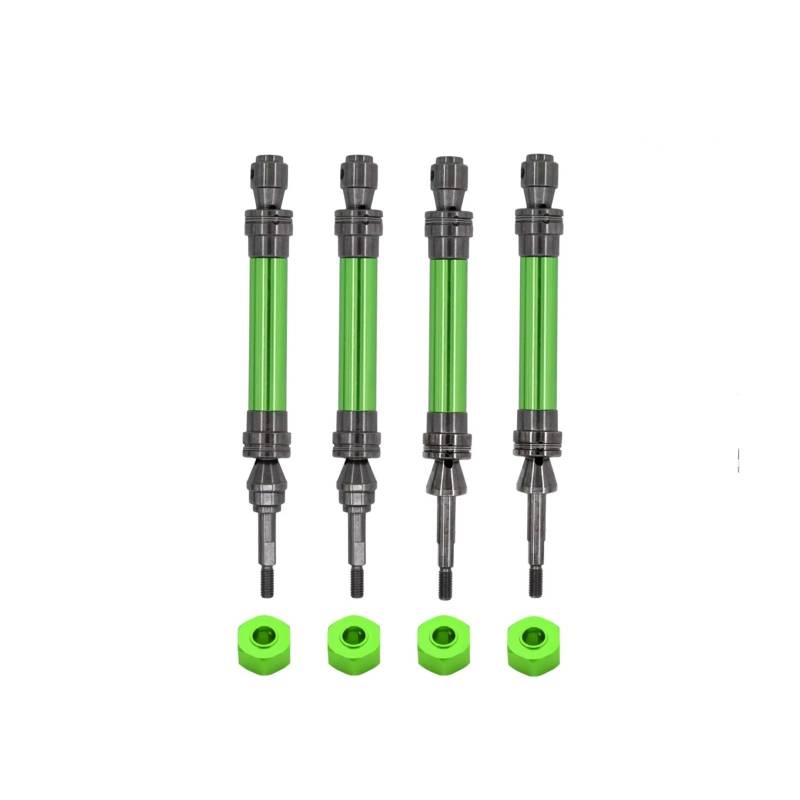 GTFRUQAS Für Traxxas Für Slash Für Rustler Für Stampede Für Hoss Für VXL 1/10 4X4 Metall-Antriebswelle Vorne Und Hinten CVD-RC-Auto-Upgrade-Teile RC Autozubehör(Green,1set) von GTFRUQAS