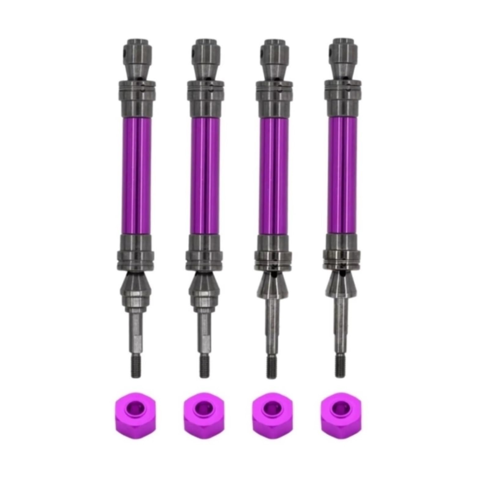 GTFRUQAS Für Traxxas Für Slash Für Rustler Für Stampede Für Hoss Für VXL 1/10 4X4 Metall-Antriebswelle Vorne Und Hinten CVD-RC-Auto-Upgrade-Teile RC Autozubehör(Purple,1set) von GTFRUQAS