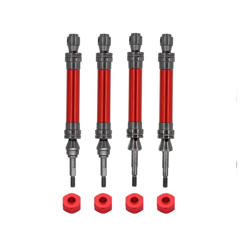 GTFRUQAS Für Traxxas Für Slash Für Rustler Für Stampede Für Hoss Für VXL 1/10 4X4 Metall-Antriebswelle Vorne Und Hinten CVD-RC-Auto-Upgrade-Teile RC Autozubehör(Red,1set) von GTFRUQAS