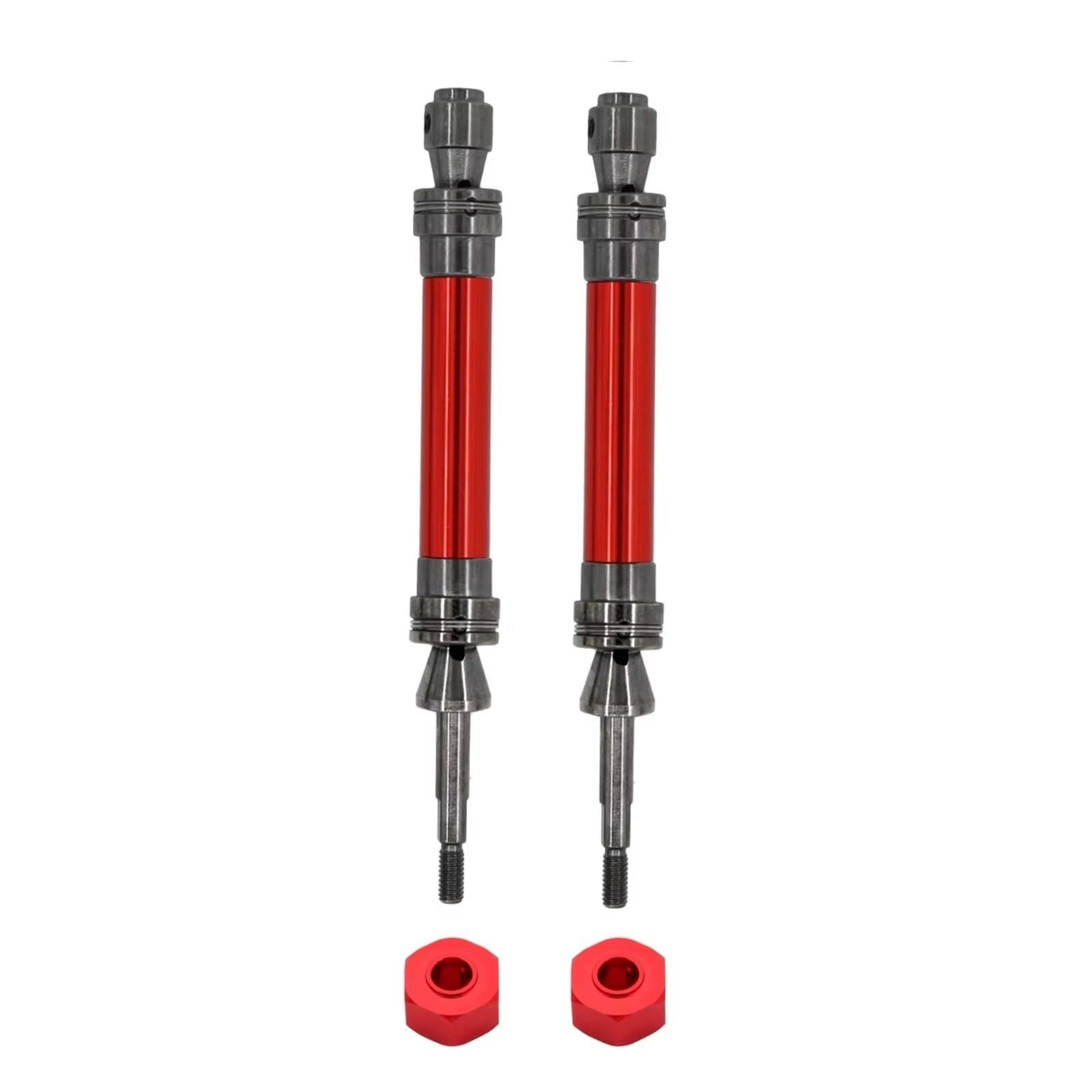 GTFRUQAS Für Traxxas Für Slash Für Rustler Für Stampede Für Hoss Für VXL 1/10 4X4 Metall-Antriebswelle Vorne Und Hinten CVD-RC-Auto-Upgrade-Teile RC Autozubehör(Red,Rear) von GTFRUQAS
