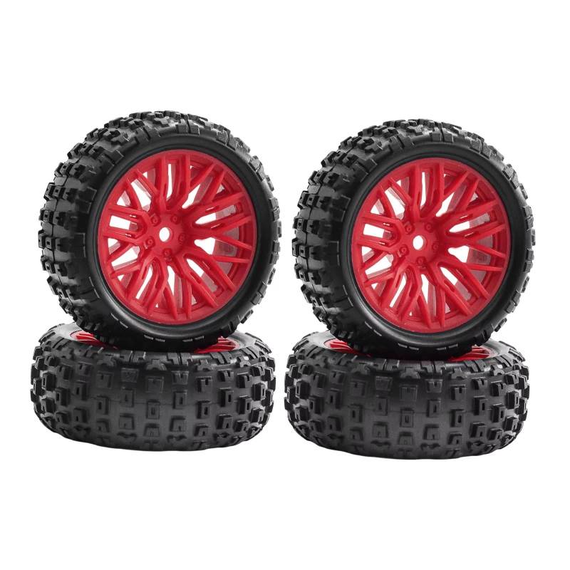 GTFRUQAS Für Typhon Für Grom 1:18 RC Räder Und Reifen LKW Gummireifen Set 4 Stück RC Fahrzeugwaage Zubehör Ersatz RC Ersatzteile RC Ersatzteile(Red) von GTFRUQAS