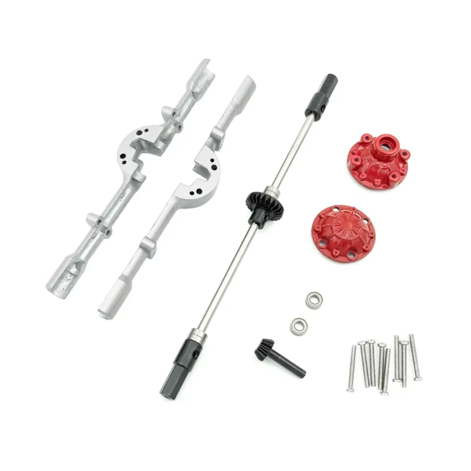 GTFRUQAS Für WPL D12 C14 C24 B24 B36 Für Mini Truck Upgrade Metallgetriebe Hinterachsgehäuse Mit Antriebswelle DIY DIY Modifikationszubehör RC Autozubehör(Silver,Rear Axle) von GTFRUQAS