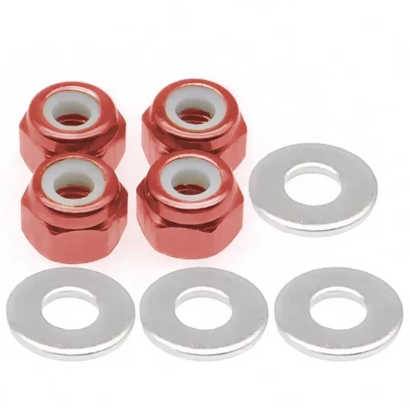GTFRUQAS Für Wltoys 144001 1/14 RC Drift Auto Ersatzteile Hex Lock Mutter 4 Teile/los Rad Hex Lock Mutter Ersatz Zubehör Teile RC Ersatzteile(Red) von GTFRUQAS
