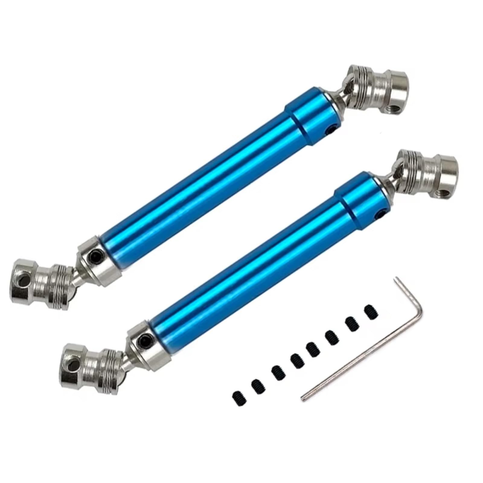 GTFRUQAS RC Autozubehö Für Axial Für SCX10 AX10 D90 TF2 Für HSP 1/10 2PCS Metall Antriebswelle Für Kreuzgelenk CVD 112-152mm Antriebswelle RC Auto Teile(Blue) von GTFRUQAS