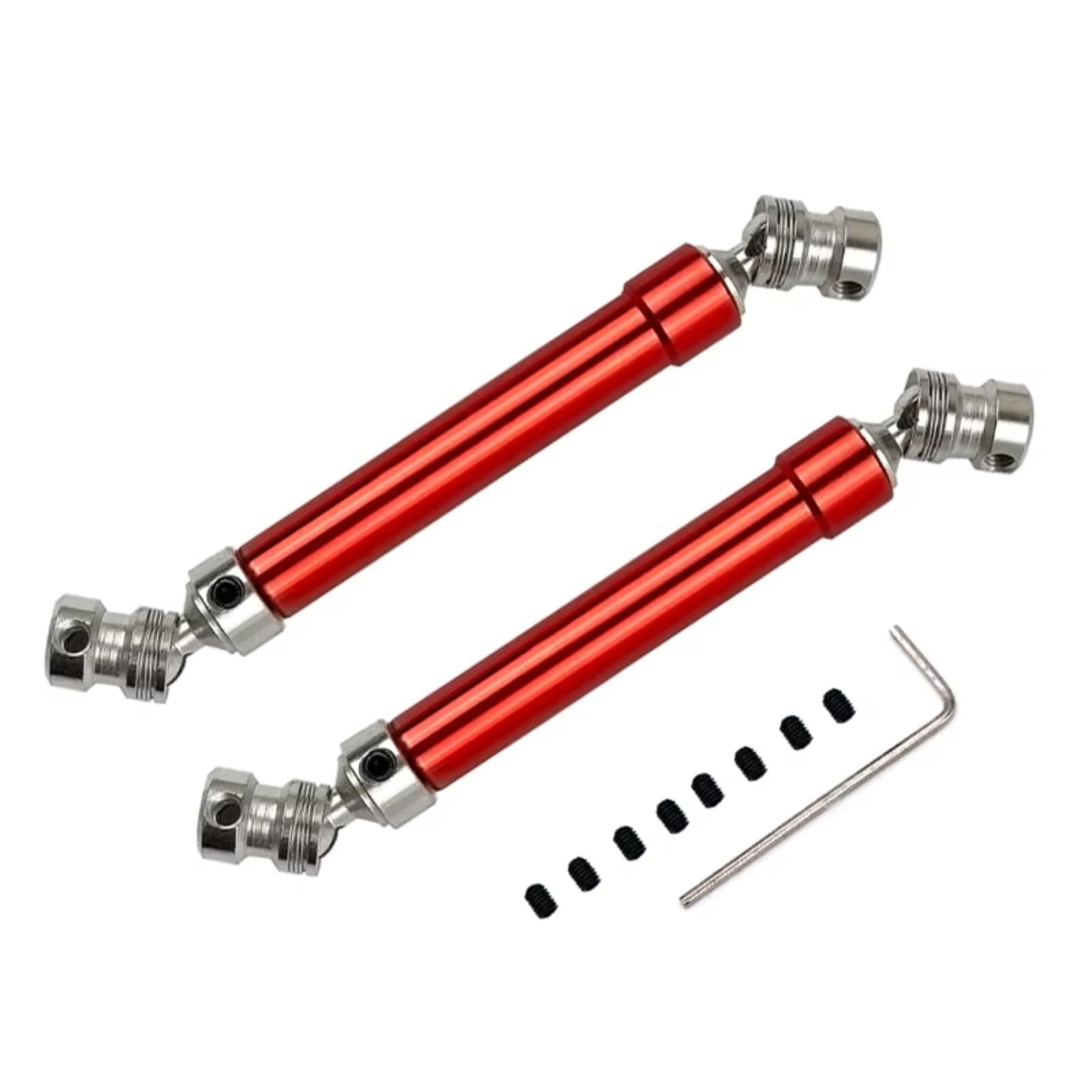 GTFRUQAS RC Autozubehö Für Axial Für SCX10 AX10 D90 TF2 Für HSP 1/10 2PCS Metall Antriebswelle Für Kreuzgelenk CVD 112-152mm Antriebswelle RC Auto Teile(Red) von GTFRUQAS
