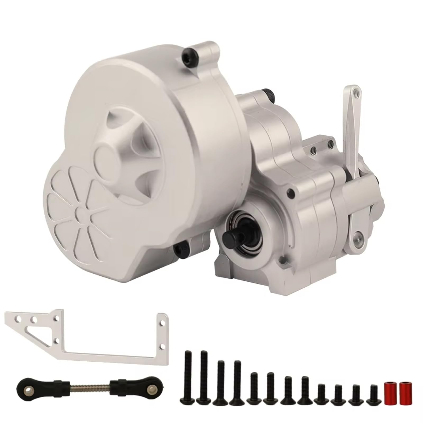 GTFRUQAS RC Autozubehö Für Axial Für SCX10 AX10 Für Wraith 1/10 CNC Metall Übertragung Cutoff Getriebe Mit Getriebe RC Crawler Auto LKW Upgrade Teile(Sliver) von GTFRUQAS