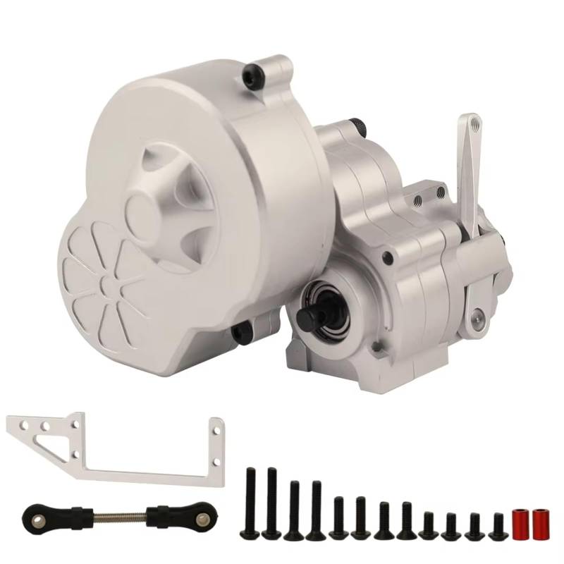 GTFRUQAS RC Autozubehö Für Axial Für SCX10 AX10 Für Wraith 1/10 CNC Metall Übertragung Cutoff Getriebe Mit Getriebe RC Crawler Auto LKW Upgrade Teile(Sliver) von GTFRUQAS