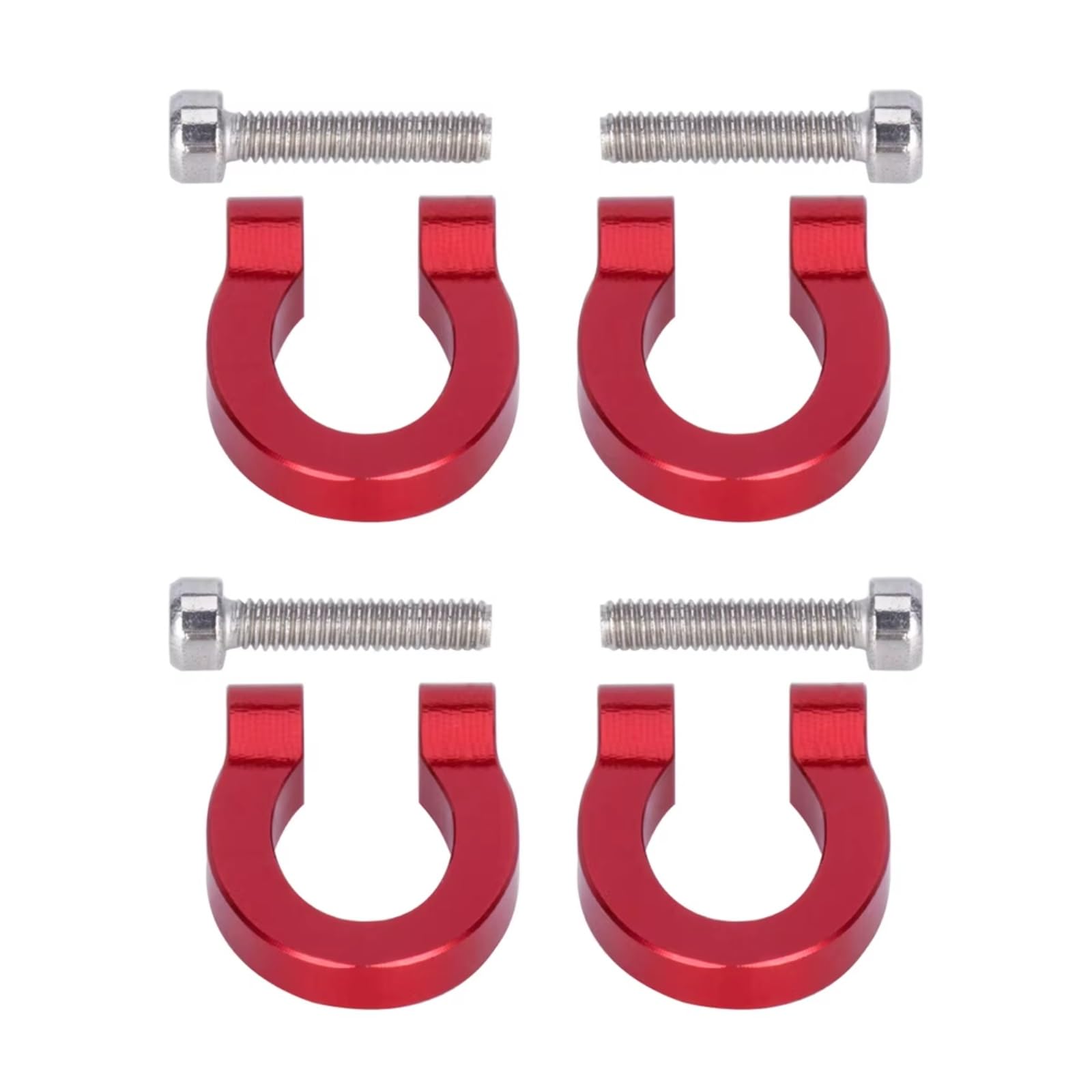 GTFRUQAS RC Autozubehö Für Axial Für SCX10 Für TRX4 TF2 D90 CC01 1/10 Aluminium Vorne Hinten Stoßstange D-Ring Abschlepphaken Anhänger Haken RC Crawler Auto Upgrade Teile(Red,4pcs) von GTFRUQAS