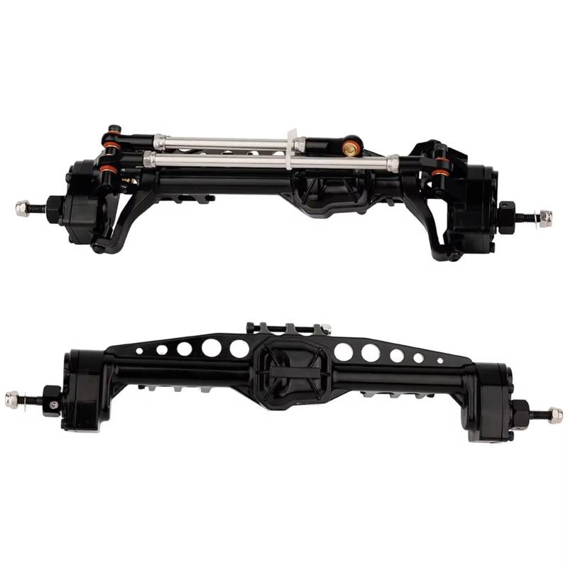 GTFRUQAS RC Autozubehö Für Axial Für SCX10 III AXI03007 Für Wrangler JL AR45 Achse 1/10 Heavy Duty Metall Vorder- Und Hinterportalachsen RC Crawler Auto Upgrade Teil(Black) von GTFRUQAS