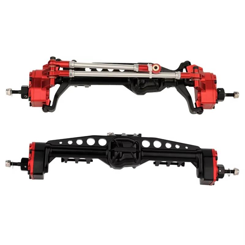 GTFRUQAS RC Autozubehö Für Axial Für SCX10 III AXI03007 Für Wrangler JL AR45 Achse 1/10 Heavy Duty Metall Vorder- Und Hinterportalachsen RC Crawler Auto Upgrade Teil(Red) von GTFRUQAS