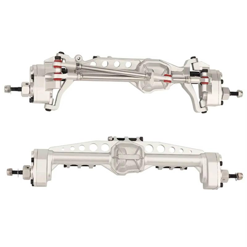 GTFRUQAS RC Autozubehö Für Axial Für SCX10 III AXI03007 Für Wrangler JL AR45 Achse 1/10 Heavy Duty Metall Vorder- Und Hinterportalachsen RC Crawler Auto Upgrade Teil(Silver) von GTFRUQAS