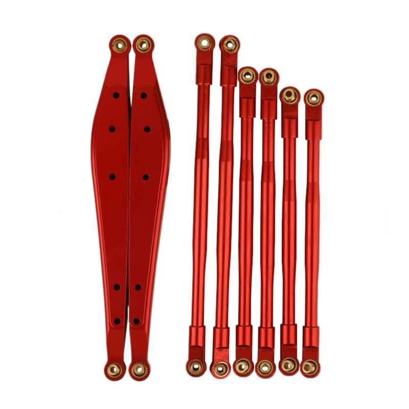 GTFRUQAS RC Autozubehö Für Axial RBX10 Für Ryft 1/10 8 PCS Metall Link Rod Linkage Hinten Längslenker Set RC Crawler Upgrade Teile Zubehör(Red) von GTFRUQAS