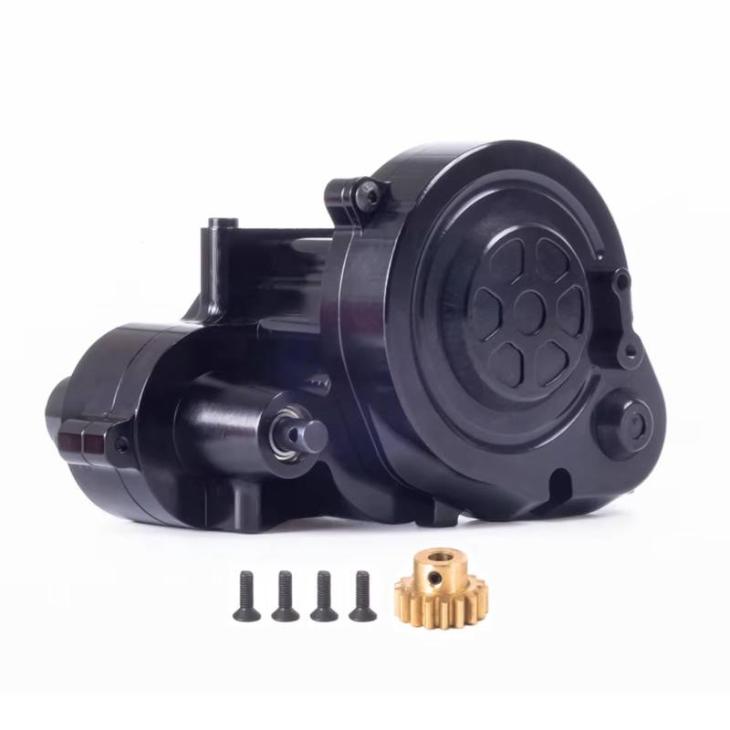 GTFRUQAS RC Autozubehö Für Axial RBX10 Für Ryft 1/10 Metallgetriebe Getriebebox Mit Getriebe Mit 17T Ritzel Messing RC Crawler Auto Upgrade Teile(Black) von GTFRUQAS