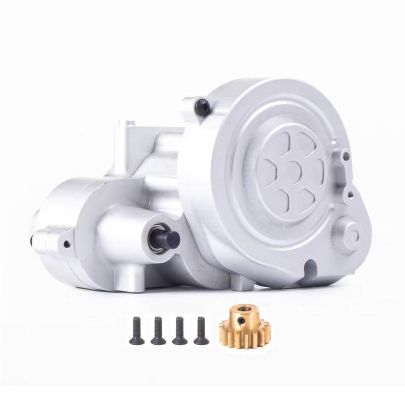 GTFRUQAS RC Autozubehö Für Axial RBX10 Für Ryft 1/10 Metallgetriebe Getriebebox Mit Getriebe Mit 17T Ritzel Messing RC Crawler Auto Upgrade Teile(Silver) von GTFRUQAS
