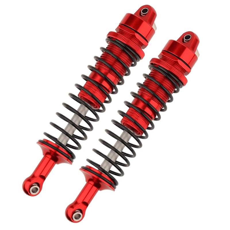 GTFRUQAS RC Autozubehö Für Axial SCX6 1/6 2 Stücke Metalllegierung Vorne Und Hinten Stoßdämpfer Für Feder 145mm RC Autozubehör Upgrade Teile Ersatzteile(Red) von GTFRUQAS